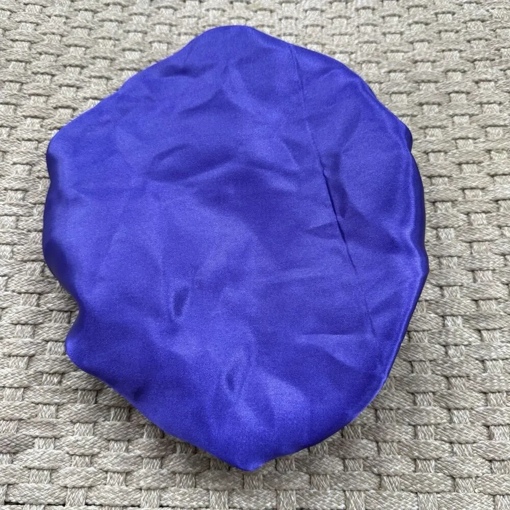 Reversible Satin Sleep Bonnet – Blue & Yellow– Extra Large, Elastic Fit